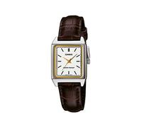 Casio LTP-V007L-7 Women's Analogue Quartz Watch with Leather Strap, Brown/White, Bracelet