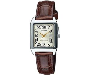 Casio LTP-V007L-9B Standard Quartz Women's Watch, Light Champagne Gold, Brown, Overseas Model, Light Champagne Brown Leather LTP-V007L-9B