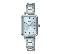 Casio LTP-V009D-2E Women's Rectangular Petite Stainless Steel Blue Dial Dress Watch, gold, Quartz Movement
