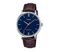 Casio LTP-VT01L-2B Women's Minimalistic Blue Dial Brown Leather Band Analog Watch