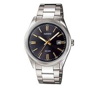Casio LTP1302D-1A2V Women's Enticer Fluted Bezel Stainless Steel Black Dial 3-Hand Analog Watch