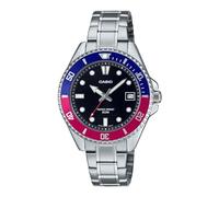 Casio MDV10D-1A3V Unisex 38mm Dive Inspired Stainless Steel Black Dial Sport Watch (Red/Blue)