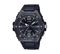 Casio Illuminator 3-Year Battery Black Resin Band Stainless Steel Bezel Men's Watch MWA-100HB-1AV, Black/Black, MWA-100HB-1A