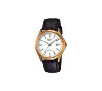 Casio Men`s Wrist Watch, Brown Leather Quartz Watch with White Analogue Display MTP-1183Q-7A