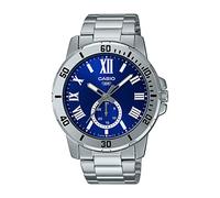 Casio Men Watch Analog Blue Dial Stainless Steel Band MTP-VD200D-2BUDF, Silver, Bracelet