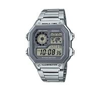 Casio Men's 10 Year Battery Quartz Watch with Stainless Steel Strap, Silver, 24.1 (Model: AE-1200WHD-7AVCF), Silver, AE-1200WHD-7AVCF