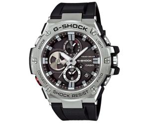 Casio Men's 48.00mm Solar Watch with Grey Analogue dial and Black Rubber Strap GST-B100-1AER