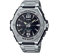 Casio Men's 51.00mm Quartz Watch with Black Analogue dial and Silver Metal Strap MWA-100HD-1AVEF