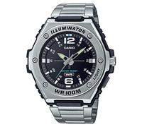 Casio Men's 51.00mm Quartz Watch with Black Analogue dial and Silver Metal Strap MWA-100HD-1AVEF