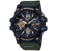 Casio Men's 56.00mm Solar Watch with Black Analogue - Digital dial and Green Rubber Strap GWG-100-1A3ER