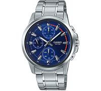 Casio Men's Analog Watch with Blue Dial MTP-E317D-2AV, Stainless Steel Band, Day-Date Display, 50M Water Resistance