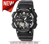 Casio Men's Analogue/Digital Watch│Black Resin Strap│3D Dial│World Time│Alarms