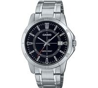 Casio MTP-V004D-1C Men's Stainless Steel Black 24 Hour Index Dial 3-Hand Analog Watch, black, casual