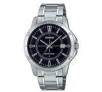Casio MTP-V004D-1C Men's Stainless Steel Black 24 Hour Index Dial 3-Hand Analog Watch, black, casual