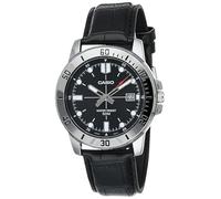 Casio Men's Black Dial Leather Band Watch - MTP-VD01L-1EVUDF