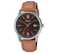 Casio Men's Brown Leather Strap Brown Dial Date Blue Quartz Watch MTP-V002L-5B3