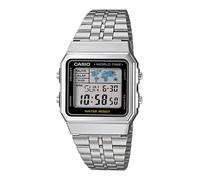 Casio Men's Classic A500WA-1 Silver Stainless Steel Quartz Watch Slide Clasp NEW