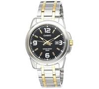 Casio Men's Core MTP1314SG-1AV Silver Stainless-Steel Quartz Watch with Black Dial