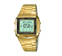 Casio Mens Databank Dual time Digital LED backlight Gold tone Bracelet Watch