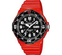 Casio Mens Day Date Black Dial & Red Rubber Strap Watch - MRW-200HC-4BVDF