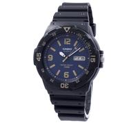 Casio Mens Day Date Blue Dial & Black Rubber Strap Watch - MRW-200H-2B3V