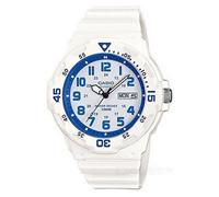 Casio Mens Day Date Blue Dial & White Rubber Strap Watch - MRW-200HC-7B2VDF