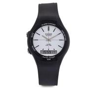 Casio Mens Dual Digital Time White Dial Black Rubber Strap Watch - AW-90H-7EVDF