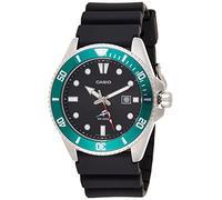 Casio Men's MDV106-1AV 200 M WR Black Dive Watch (MDV106-1A), Black/Green, Dive Watch