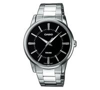 Casio Men's MTP1303D-1AV Silver Stainless-Steel Quartz Watch with Black Dial