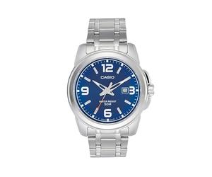 Casio Men's MTP1314D-2AV Silver Stainless-Steel Quartz Watch with Blue Dial