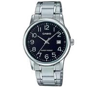 Casio Mens Quartz Classic Grey Stainless Steel Band Brass Case Analog Display Black Wristwatch MTP-V002D-1B