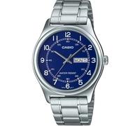 Casio Mens Quartz Classic Grey Stainless Steel Band Brass Case Blue Analog Display Wrist Watch MTP-V006D-2B