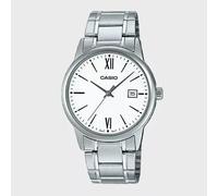 CASIO Men's Quartz Watch MTP-V002D-7B3 | Stainless Steel Band, White Dial, Date