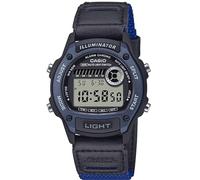 Casio Men's W-220HF Series Digital Sports Watch, Textile & Leather-Style Band, Dual Time, 50M Water Resistant, LED Backlight, 3 Year CR1616 Battery, Countdown Timer, Stopwatch, Alarm