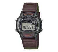 Casio Men's W-220HF Series Digital Sports Watch, Textile & Leather-Style Band, Dual Time, 50M Water Resistant, LED Backlight, 3 Year CR1616 Battery, Countdown Timer, Stopwatch, Alarm