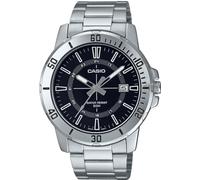Casio Men's Watch - MTP-VD01D-1CVUDF Black Dial, Silver Band, Silver, Bracelet