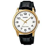 Casio Men's White Dial Black leather Strap watch MTP-V001GL-7BUDF