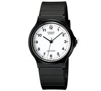 Casio Mens Watch with White Dial Analogue Display and Black Resin Strap - MQ-24-