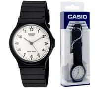 CASIO MQ24 MENS QUARTZ BLACK WATCH WHITE DIAL ANALOGUE DISPLAY RESIN - MQ-24