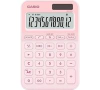 CASIO MS-20YC small desktop calculator with time calculation, light pink