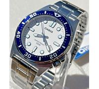 CASIO MTD-135D-7AVDF MENS SILVER MARINE BLUE HIGH-CONTRAST WHITE DIAL WATCH NEW
