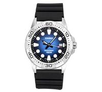 Casio MTD-140-2AV Men's Standard Analogue Watch, Blue Dial, Stainless Steel, WR 100M, Resin Strap, Date