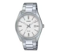 Casio MTP-1302DA-7AV Men's Analogue Watch White Dial, Stainless Steel, Date, Mineral Glass, 50M WR - Ref. MTP-1302DA-7AV