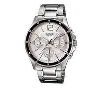 Casio Chronograph 47mm Silver Men's Stainless Steel Watch MTP-1374D-7AVDF