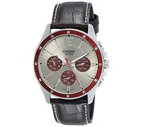 Casio MTP-1374L-7A1 Men's Analogue Quartz Watch with Leather Strap, Brown/Grey, Strap.
