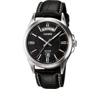 Casio MTP-1381L Black Analog Quartz Men's Watch & Leather Strap, Water Resistant
