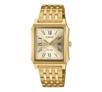 Casio MTP-B190G-9BVDF Men's Rectangular Watch 31mm Case, Gold Stainless Steel Bracelet Watch, Gold Dial, Quartz Movement, Dress Watch, 50 Metres Water Resistant