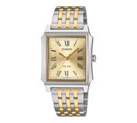 Casio MTP-B190SG-9BVDF Unisex Rectangular Watch 31mm Case, Two Tone Stainless Steel Bracelet Watch, Gold Dial, Quartz Movement, 50 Metres Water Resistant