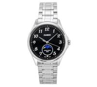 Casio MTP-M110D-1AV Men's Analog Watch with Moon Phase Indicator, Black Dial, Stainless Steel Bracelet, 50M Water Resistant