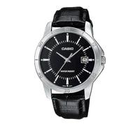 Casio MTP-V004L-1A Men's Stainless Steel Leather Band Black Dial Date Watch